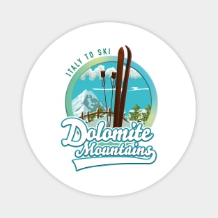 Dolomite Mountains Italy Ski logo Magnet